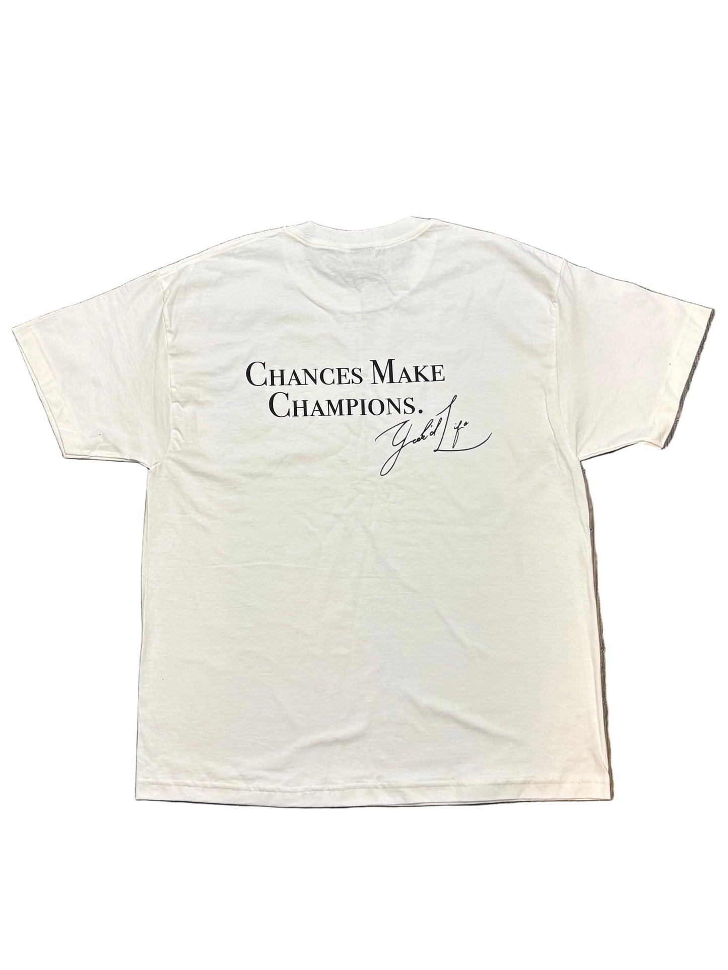 White Vintage Geekd "Chances make Champions" T-shirt